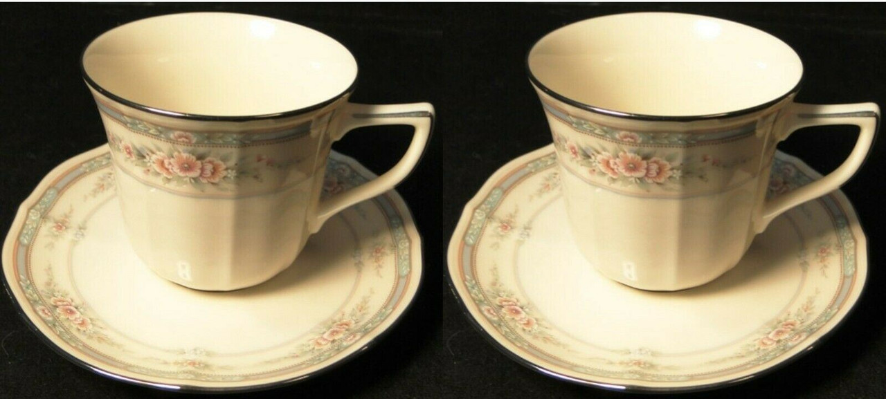 Noritake Rothschild Tea Cup Saucer Sets 7293 Ivory China 2