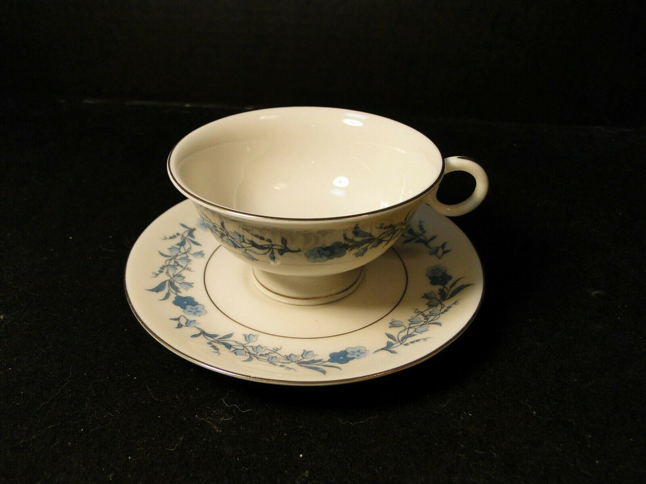 Theodore Haviland NY Clinton Tea Cup Saucer Set Blue Flowers