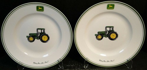 Gibson John Deere Dinner Plates 11 1/4" Tractor Nothing Runs Set of 2 | DR Vintage Dinnerware and Replacements
