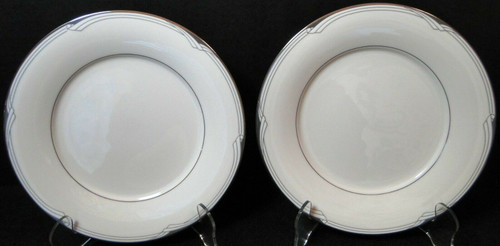 Noritake Sterling Cove Salad Plates 8 1/4" 7720 Silver Trim Set of 2 | DR Vintage Dinnerware and Replacements