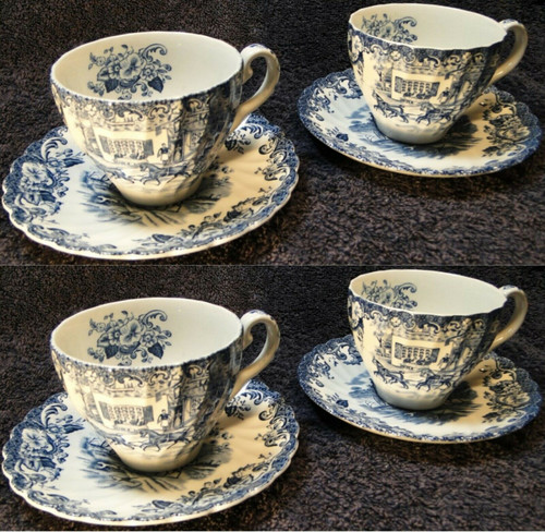 Johnson Bros Coaching Scenes Tea Cup Saucer Sets Ironstone England 4 | DR Vintage Dinnerware and Replacements