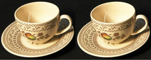 Johnson Brothers Fruit Sampler Tea Cup Saucer Set Old Granite 2 | DR Vintage Dinnerware and Replacements