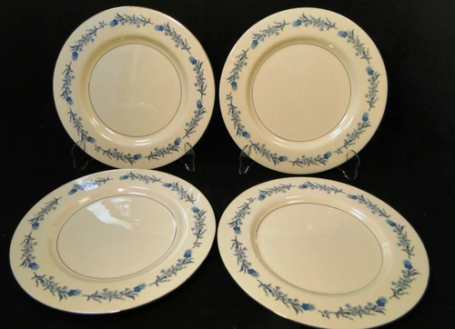 Theodore Haviland NY Clinton Dinner Plates 10 1/4" Blue Flowers Set 4 | DR Vintage Dinnerware and Replacements