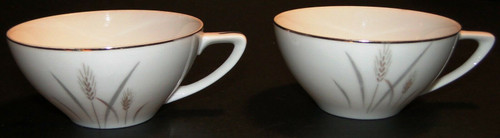 Fine China of Japan Platinum Wheat Tea Cups Set of 2 | DR Vintage Dinnerware Replacements