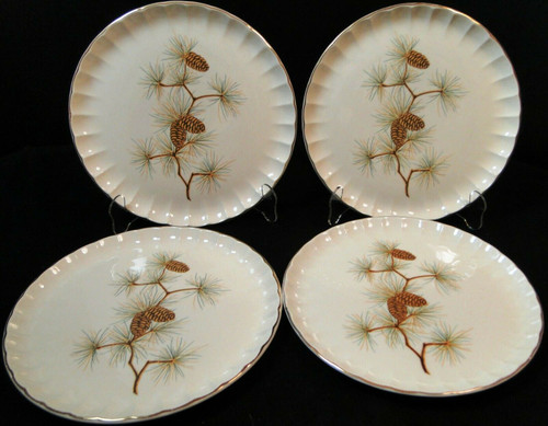 W S George Bolero Pinecone Dinner Plates 10 1/4" Pine Needles Set of 4 | DR Vintage Dinnerware and Replacements