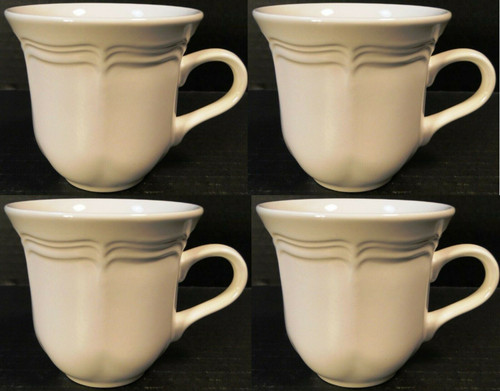 Mikasa French Countryside Cups Tea Coffee Mugs F9000 White Set of 4 | DR Vintage Dinnerware and Replacements Mikasa French Countryside Cups Tea Coffee Mugs F9000 White Set of 4 | DR Vintage Dinnerware and Replacements