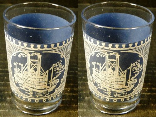 Royal China Currier Ives Glasses 4 Oz 3 5/8" Juice Riverboat Set of 2 | DR Vintage Dinnerware and Replacements