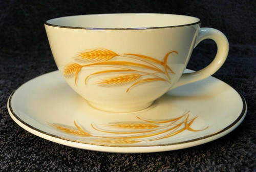 Homer Laughlin Golden Wheat Tea Cup Saucer Set Vintage | DR Vintage Dinnerware and Replacements
