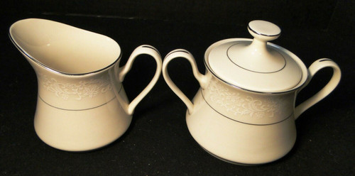 Ivory Fantasy China Japan Creamer Sugar Bowl Set White Lace | DR Vintage Dinnerware and Replacements