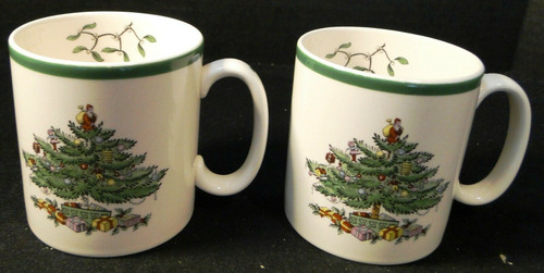 Spode Christmas Tree Mugs Tom & Jerry S3324 Vintage England Set of 2 Excellent