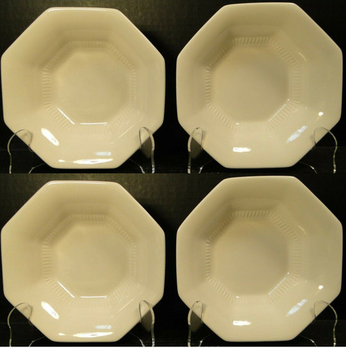 Nikko Classic White Cereal Bowls 6 3/4" Octagon Japan Set of 4 Excellent