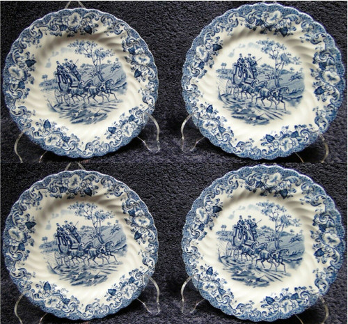 Johnson Bros Coaching Scenes Bread Plates 6 1/4" England Set of 4 Excellent