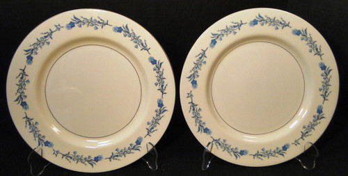 Theodore Haviland NY Clinton Dinner Plates 10 3/4" Blue Flowers Set 2 Excellent