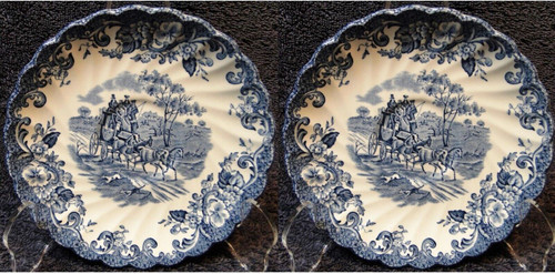 Johnson Bros Coaching Scenes Saucers 5 3/4" England Set of 2 Excellent