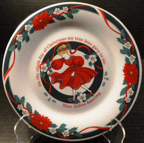 デッドストック❤️アンティークTACHIKICHIクリスマスパーティー皿7枚セット Tienshan Deck the Halls Salad Plates 7 1/2