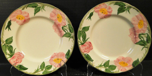 Franciscan Desert Rose Salad Plates 8" USA CA TV Stamp Set of 2 Excellent