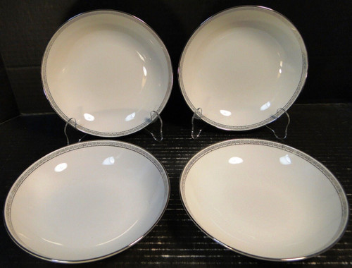 Noritake Silver Key Coupe Soup Bowls 7 3/8" 5941 Salad Set of 4 Excellent
