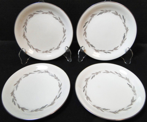 Noritake Graywood Bread Plates 6041 6 3/8" Japan Gray Leaves Set 4 Excellent