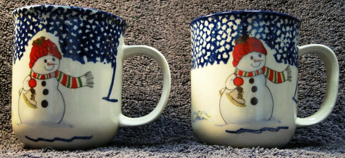 Thomson Pottery Snowman Cups Mugs Set of 2 | DR Vintage Dinnerware and Replacements