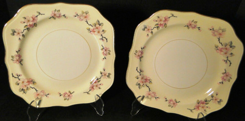 Homer Laughlin Apple Blossom Square Salad Plates 8 1/8" Set of 2 Excellent