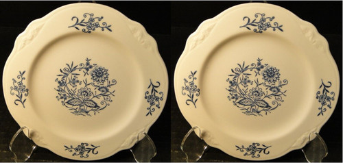 Homer Laughlin Virginia Rose Dresden Dessert Plates 7 1/8" Blue Set 2 Excellent