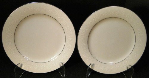 Noritake Buckingham Salad Plates 8 1/2" 6438 White Embossing Set 2 Excellent