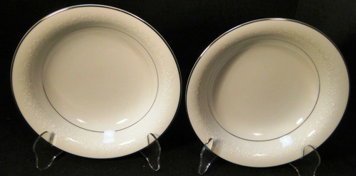 Noritake Buckingham Soup Bowls 7 1/2" 6438 White Embossing Set of 2 Excellent