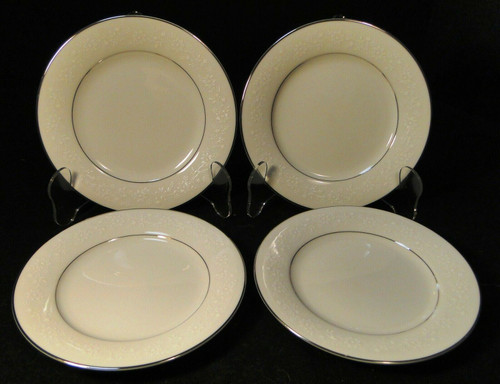 Noritake Buckingham Bread Plates 6 1/2" 6438 White Embossing Set of 4 Excellent