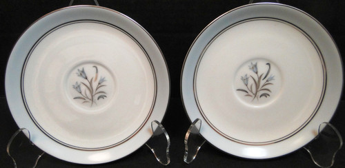 Noritake Bluebell Saucers 5558 Blue Band Platinum Trim Set of 2 Excellent
