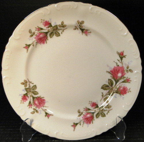 Bond Fine China Pompadour Rose Dinner Plate 10" Moss Rose 50's L & M Excellent