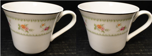 Abingdon China Tea Cups: Fine Porcelain Floral Set of 2