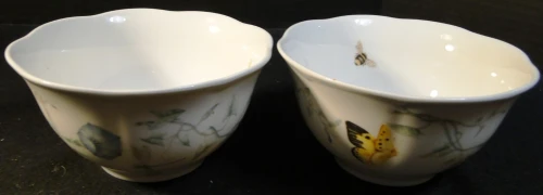 Lenox Butterfly Meadow Rice Bowls 5 5/8" Fruit Dessert Set of 2 Excellent