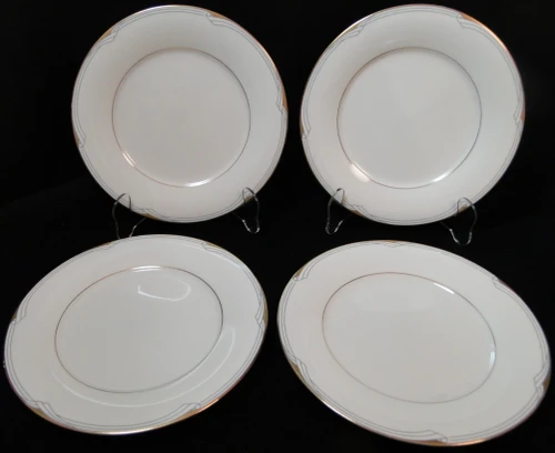 Noritake Golden Cove Salad Plates 8 1/4" 7719 Gold Trim Fine China 4 Excellent