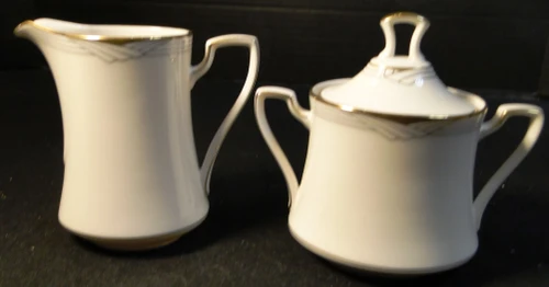 Noritake Golden Cove Creamer Sugar Bowl with Lid 7719 Gold Trim Excellent
