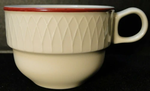 Homer Laughlin Gothic White Maroon Cup Mug Restaurant Ware Excellent