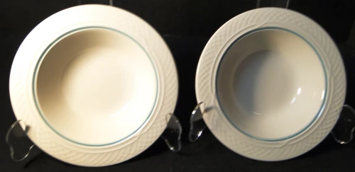 Homer Laughlin Gothic Teal Green Cereal Bowls 7 1/4" Restaurant Set 2 Excellent