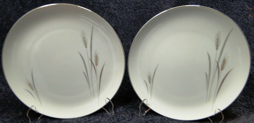 Fine China of Japan Platinum Wheat Dinner Plates 10 1/4" Set of 2 | DR Vintage Dinnerware Replacements