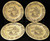 Royal China Bucks County Bread Plates 6 3/8" Yellow PA Dutch 50's Rare Set 4 Excellent