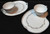 Noritake Graywood Snack Tray Cup Sets 6041 Gray Leaves Platinum Trim 2 Excellent