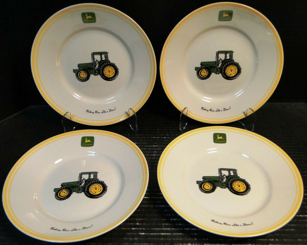 Gibson John Deere Salad Plates 9" Tractor Nothing Runs like Set of 4 | DR Vintage Dinnerware and Replacements