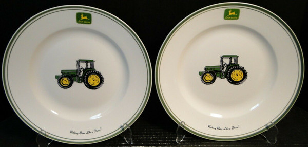 Gibson John Deere Dinner Plates 11 1/4" Tractor Nothing Runs Set of 2 | DR Vintage Dinnerware and Replacements