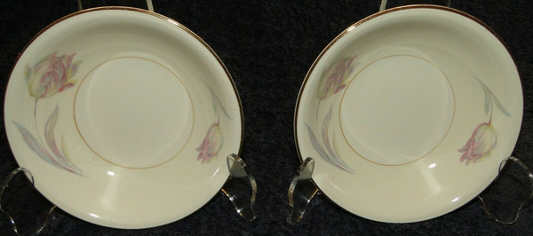 Homer Laughlin Eggshell Nautilus Tulip Berry Bowls 5 3/8" Set of 2 | DR Vintage Dinnerware and Replacements