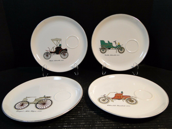 Salem China Antique Car Snack Plates (Set of 4) 9 1/4" | DR Vintage Dinnerware Replacements