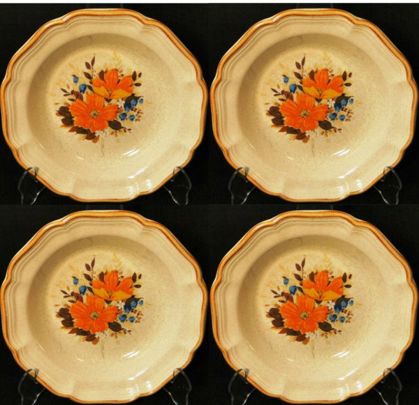 Mikasa Flower Fest Soup Bowls 8 3/4" EC 452 Garden Club Set of 4 | DR Vintage Dinnerware and Replacements