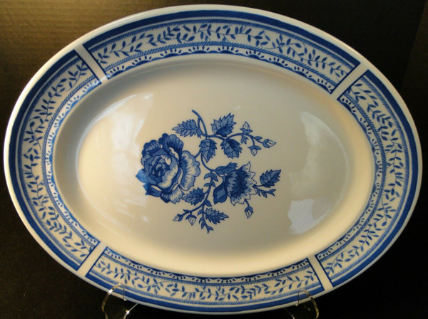 Johnson Brothers Chelsea Rose Large Oval Serving Platter 13 3/4" Blue | DR Vintage Dinnerware and Replacements