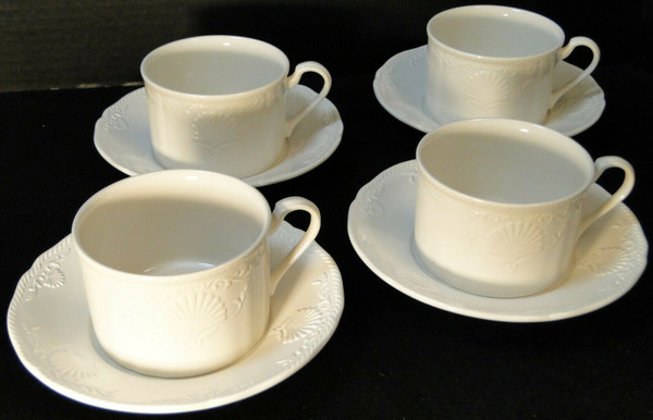 Mikasa South Hampton White Tea Cup Mug Saucer Sets DY 902 4 | DR Vintage Dinnerware and Replacements