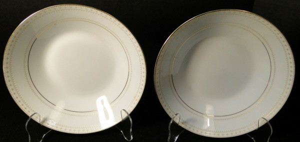 Noritake Barrington Soup Cereal Bowls 7 3/8" 2030 Gold Trim Set of 2 | DR Vintage Dinnerware and Replacements