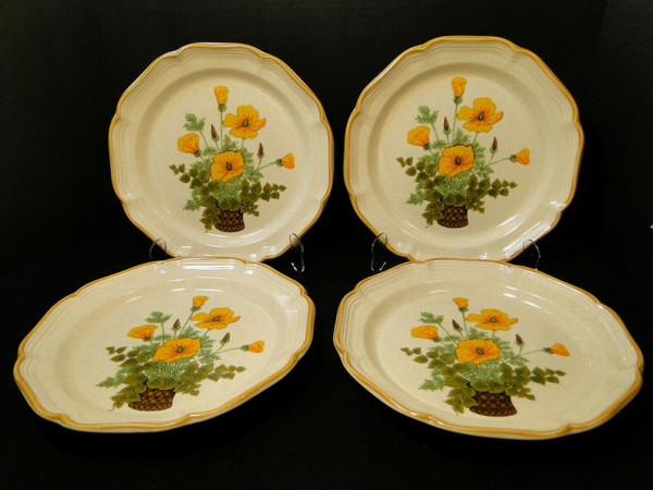 Mikasa Petunias Dinner Plates 10 3/4" EC 401 Garden Club Set of 4 | DR Vintage Dinnerware and Replacements