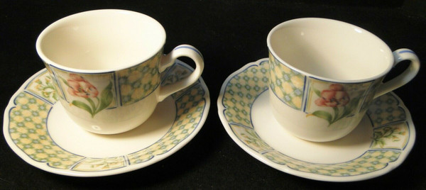 Noritake Sonoma Trellis Tea Cup Saucer Sets 9233 Homecraft Korea 2 | DR Vintage Dinnerware and Replacements