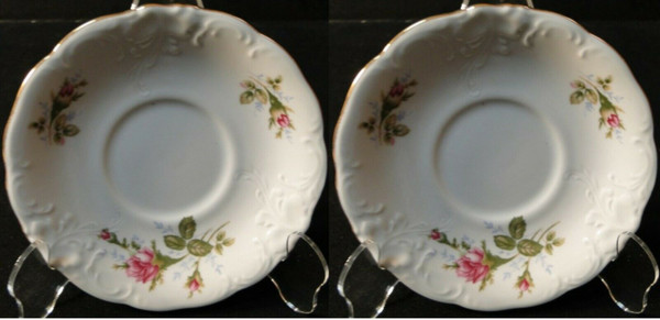 Wawel Moss Rose Saucers Poland Gold Trim Set of 2 | DR Vintage Dinnerware and Replacements